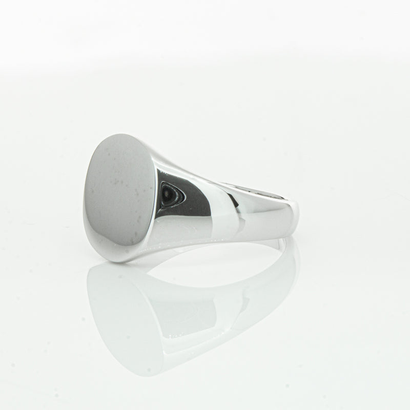 Sterling Silver Oval Signet Ring-Ring-Walker & Hall