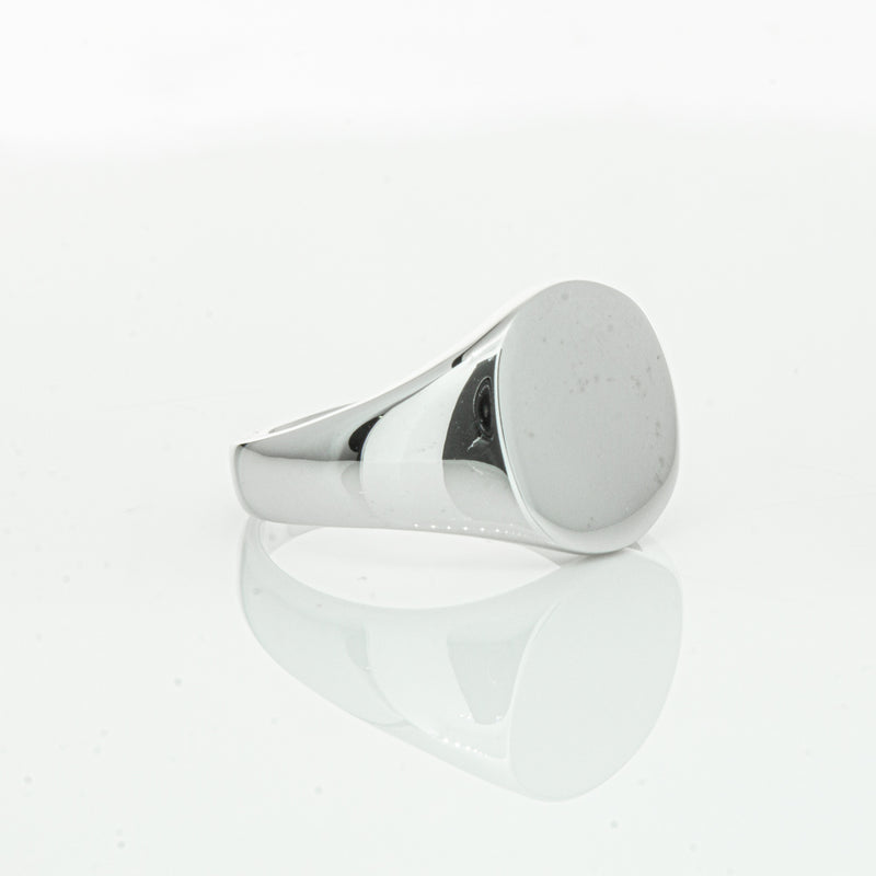 Sterling Silver Oval Signet Ring-Ring-Walker & Hall