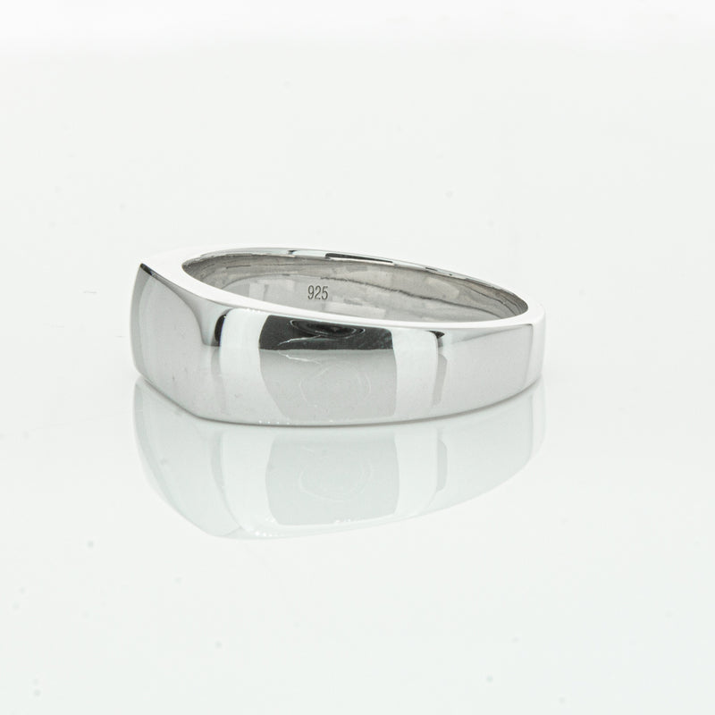 Sterling Silver Rectangular Signet Ring-Ring-Walker & Hall