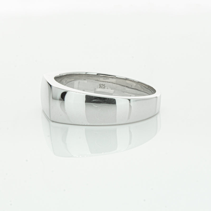 Sterling Silver Rectangular Signet Ring-Ring-Walker & Hall