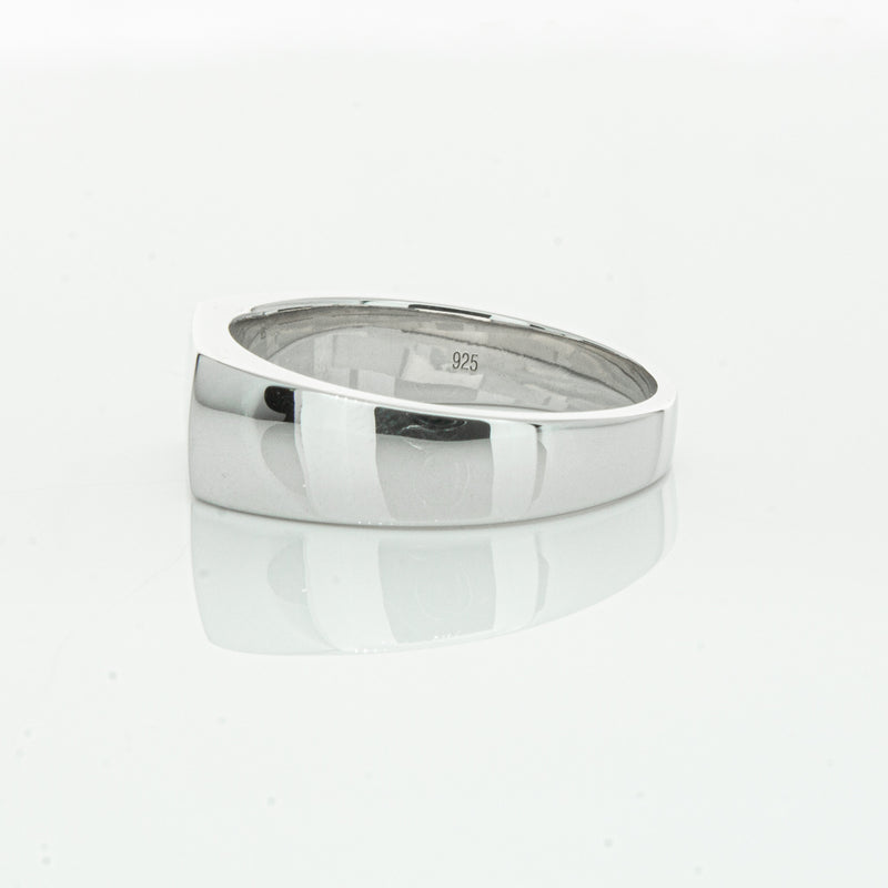 Sterling Silver Rectangular Signet Ring-Ring-Walker & Hall
