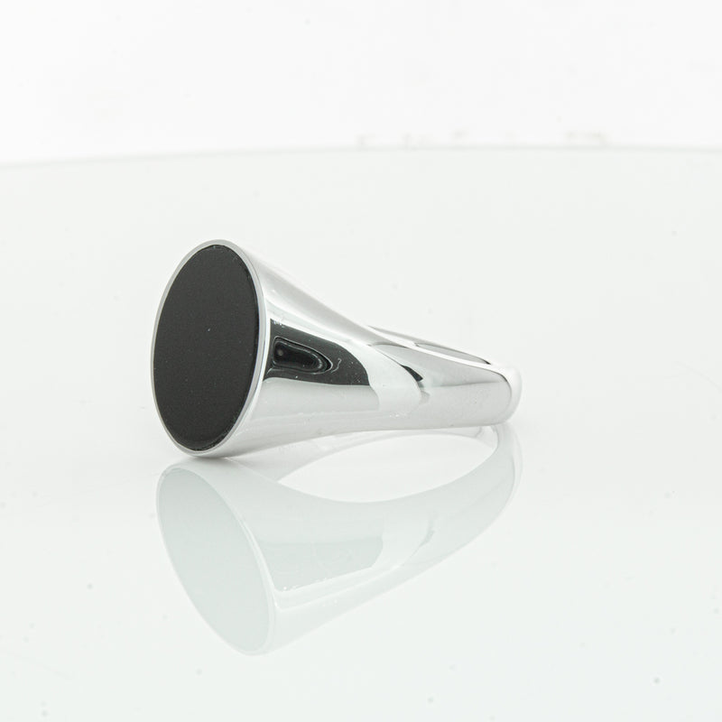 Sterling Silver Oval Onyx Signet Ring-Ring-Walker & Hall