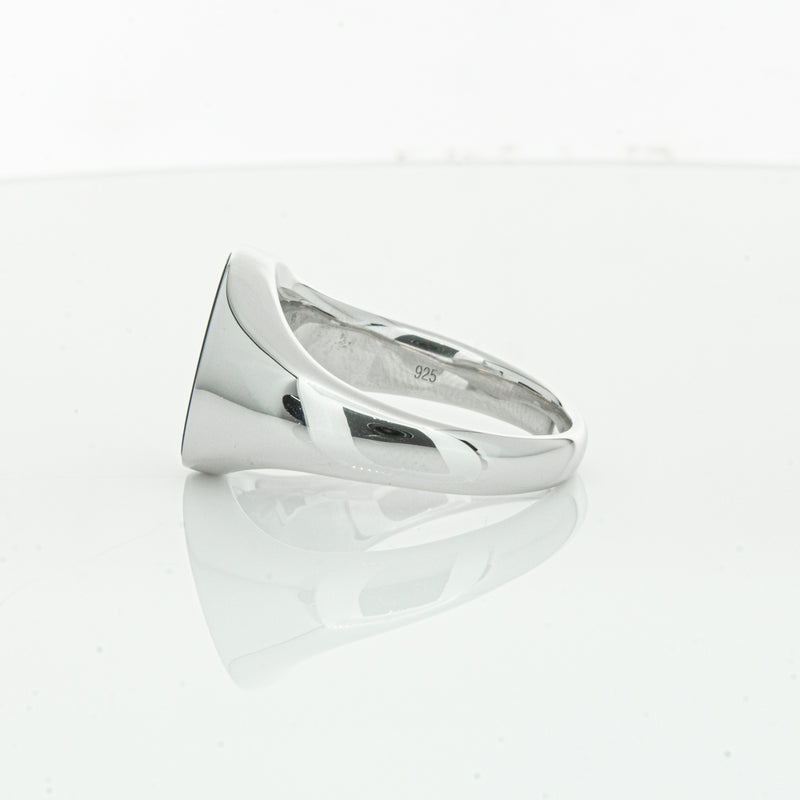 Sterling Silver Oval Onyx Signet Ring-Ring-Walker & Hall