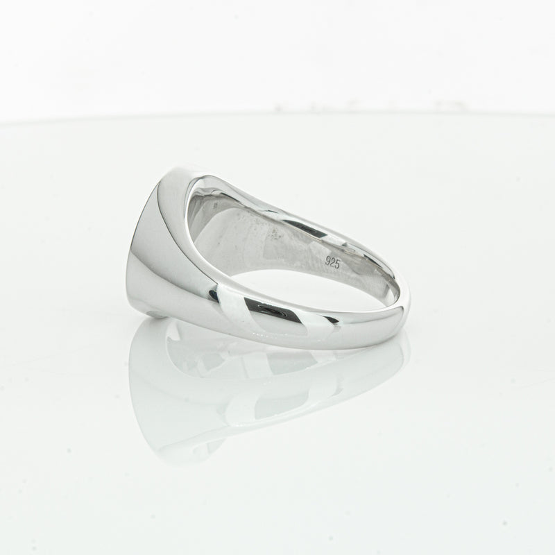 Sterling Silver Oval Onyx Signet Ring-Ring-Walker & Hall