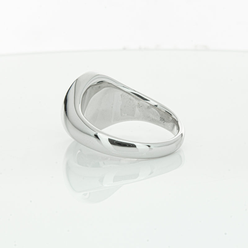 Sterling Silver Oval Onyx Signet Ring-Ring-Walker & Hall