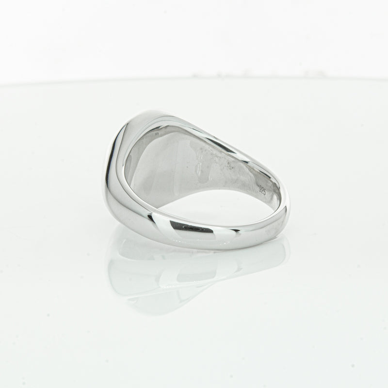 Sterling Silver Oval Onyx Signet Ring-Ring-Walker & Hall
