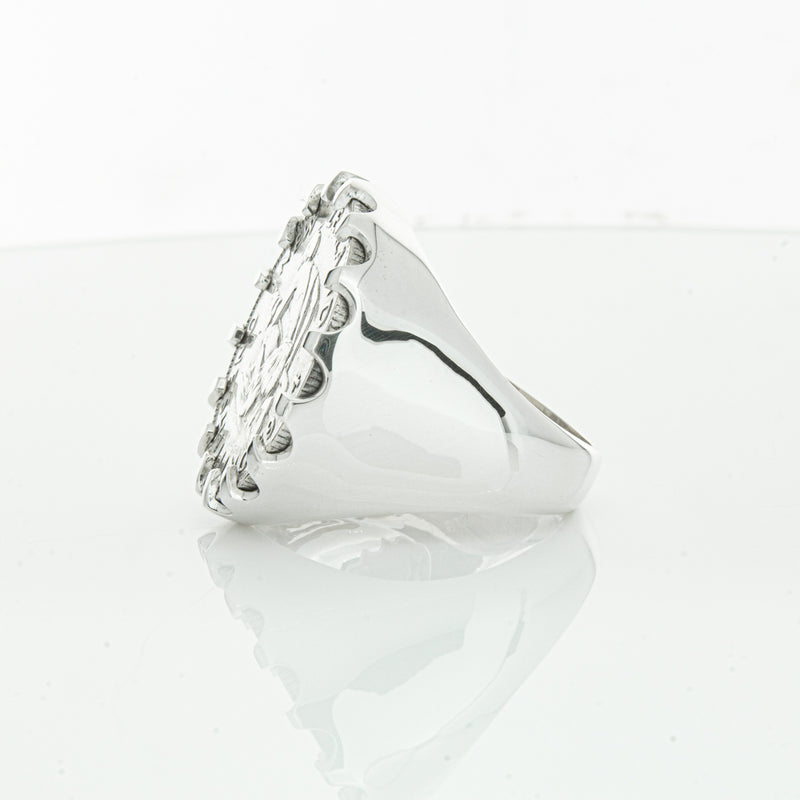 Sterling Silver Warrior Ring With NZ Shilling-Ring-Walker & Hall