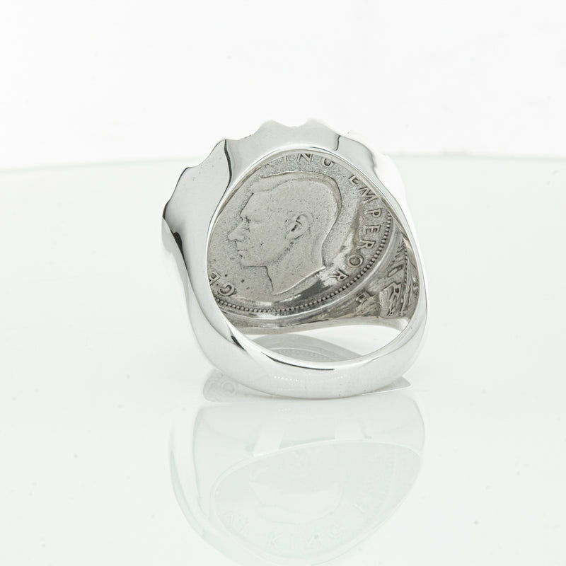 Sterling Silver Warrior Ring With NZ Shilling-Ring-Walker & Hall