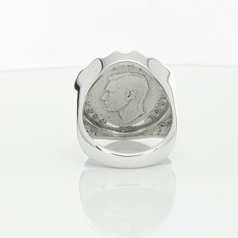 Sterling Silver Warrior Ring With NZ Shilling-Ring-Walker & Hall