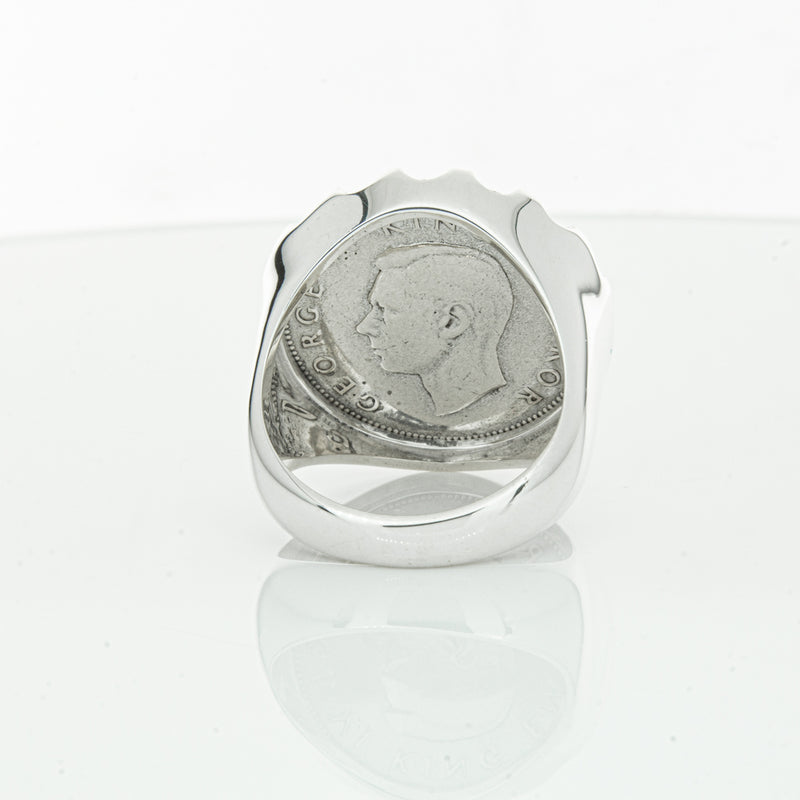 Sterling Silver Warrior Ring With NZ Shilling-Ring-Walker & Hall