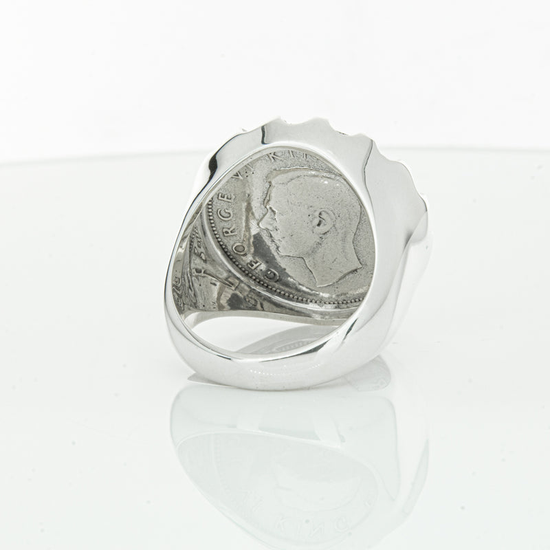 Sterling Silver Warrior Ring With NZ Shilling-Ring-Walker & Hall