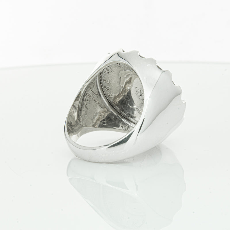 Sterling Silver Warrior Ring With NZ Shilling-Ring-Walker & Hall