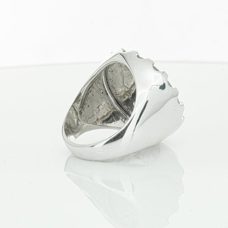 Sterling Silver Warrior Ring With NZ Shilling-Ring-Walker & Hall