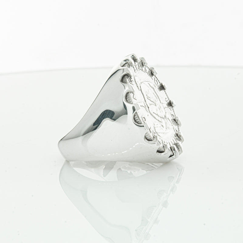Sterling Silver Warrior Ring With NZ Shilling-Ring-Walker & Hall