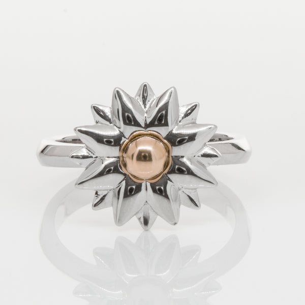 Sterling Silver &amp; Rose Gold Plated Dahlia Ring - Walker & Hall