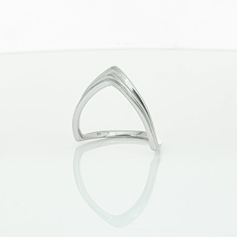 Sterling Silver V shaped Ring-Ring-Walker & Hall