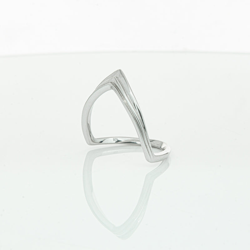 Sterling Silver V shaped Ring-Ring-Walker & Hall