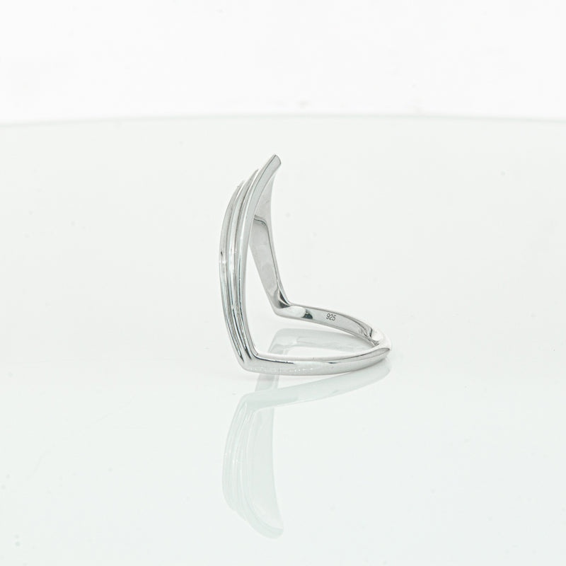 Sterling Silver V shaped Ring-Ring-Walker & Hall