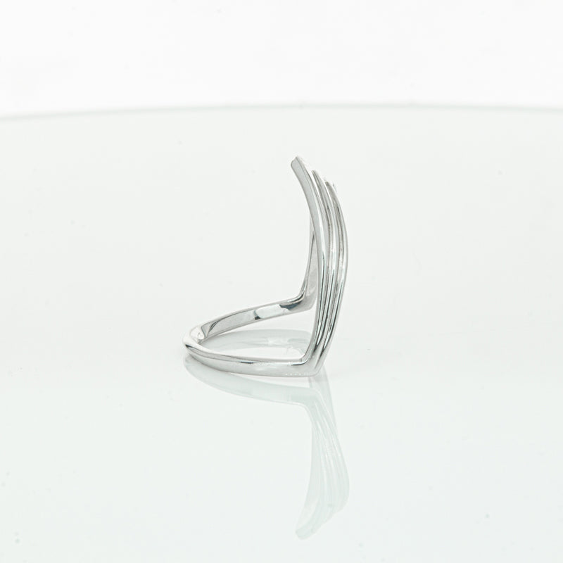 Sterling Silver V shaped Ring-Ring-Walker & Hall