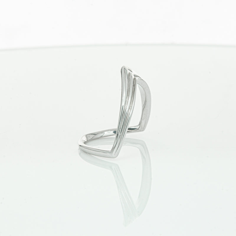 Sterling Silver V shaped Ring-Ring-Walker & Hall