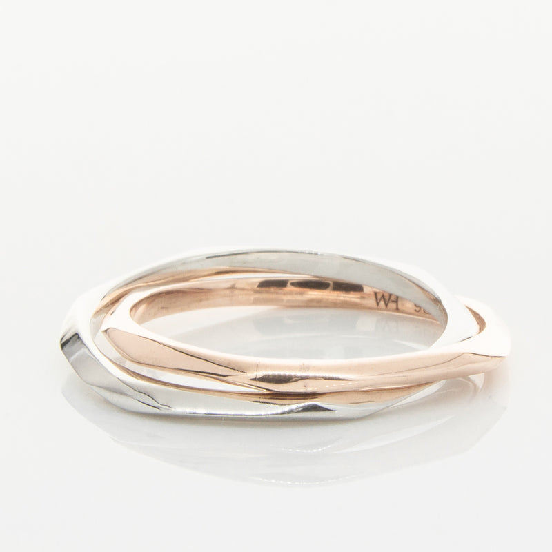 9ct Rose Gold & Sterling Silver Entwined Ring-Ring-Walker & Hall