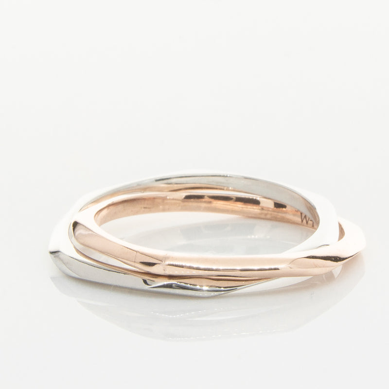 9ct Rose Gold & Sterling Silver Entwined Ring-Ring-Walker & Hall