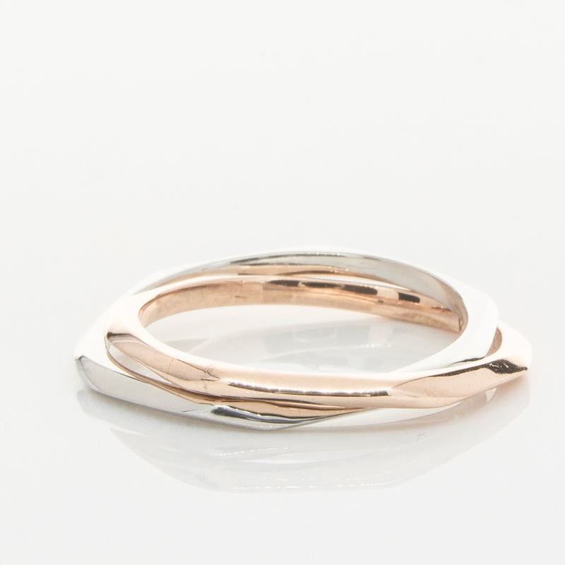 9ct Rose Gold & Sterling Silver Entwined Ring-Ring-Walker & Hall