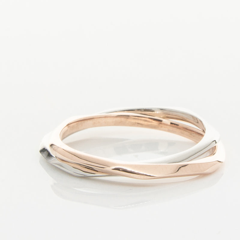 9ct Rose Gold & Sterling Silver Entwined Ring-Ring-Walker & Hall