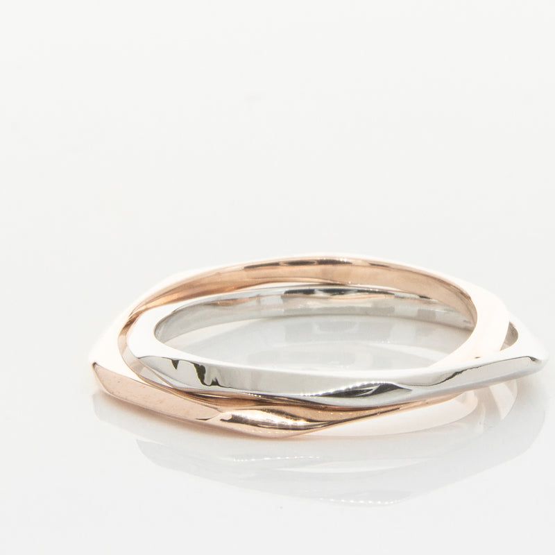9ct Rose Gold & Sterling Silver Entwined Ring-Ring-Walker & Hall