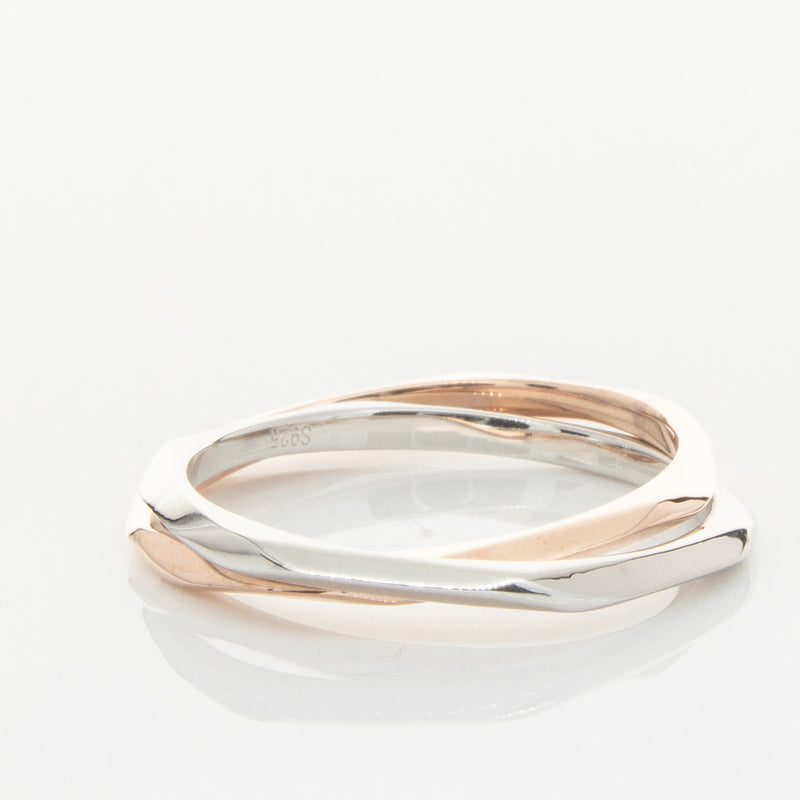9ct Rose Gold & Sterling Silver Entwined Ring-Ring-Walker & Hall
