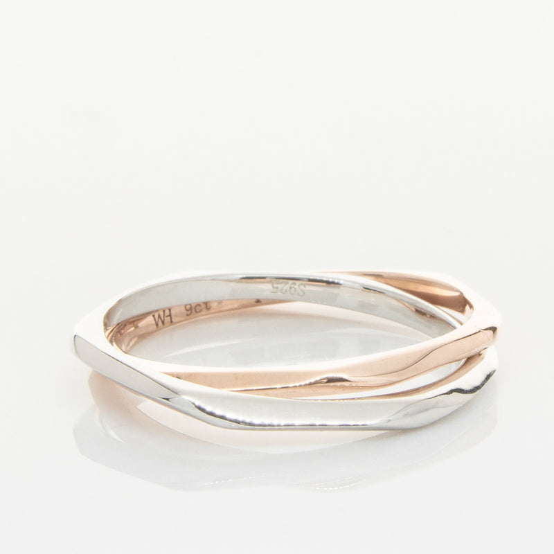 9ct Rose Gold & Sterling Silver Entwined Ring-Ring-Walker & Hall