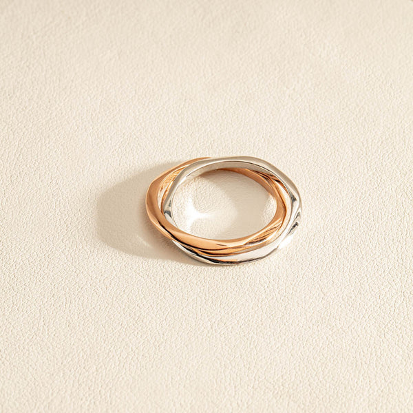 9ct Rose Gold & Sterling Silver Entwined Ring - Ring - Walker & Hall