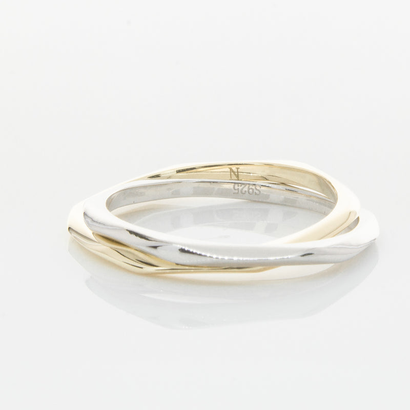 9ct Yellow Gold & Sterling Silver Entwined Ring-Ring-Walker & Hall