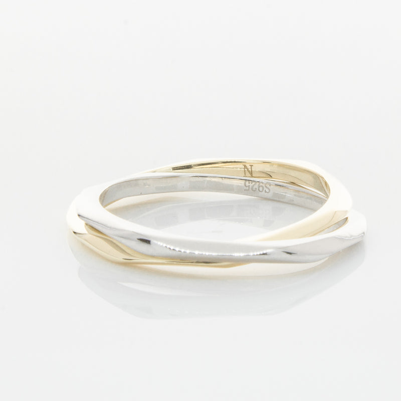 9ct Yellow Gold & Sterling Silver Entwined Ring-Ring-Walker & Hall