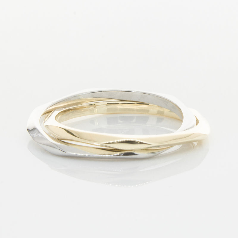 9ct Yellow Gold & Sterling Silver Entwined Ring-Ring-Walker & Hall