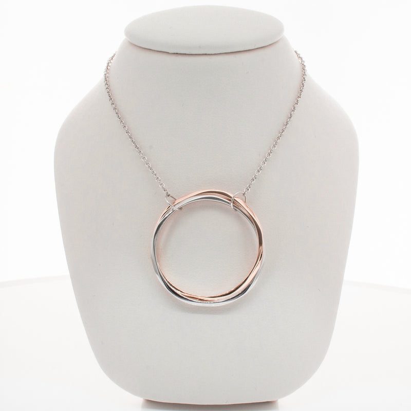 9ct Rose Gold & Sterling Silver Entwined Pendant-Necklace-Walker & Hall