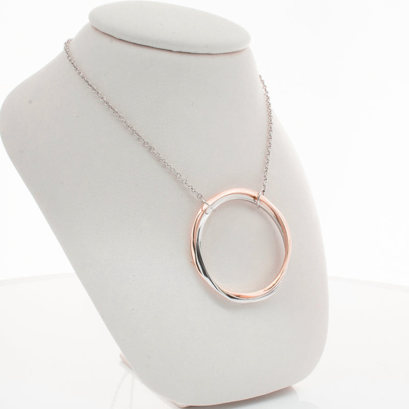 9ct Rose Gold & Sterling Silver Entwined Pendant-Necklace-Walker & Hall