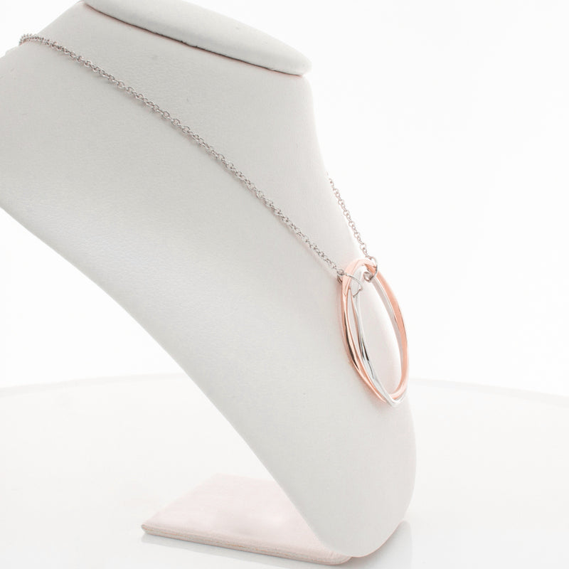 9ct Rose Gold & Sterling Silver Entwined Pendant-Necklace-Walker & Hall