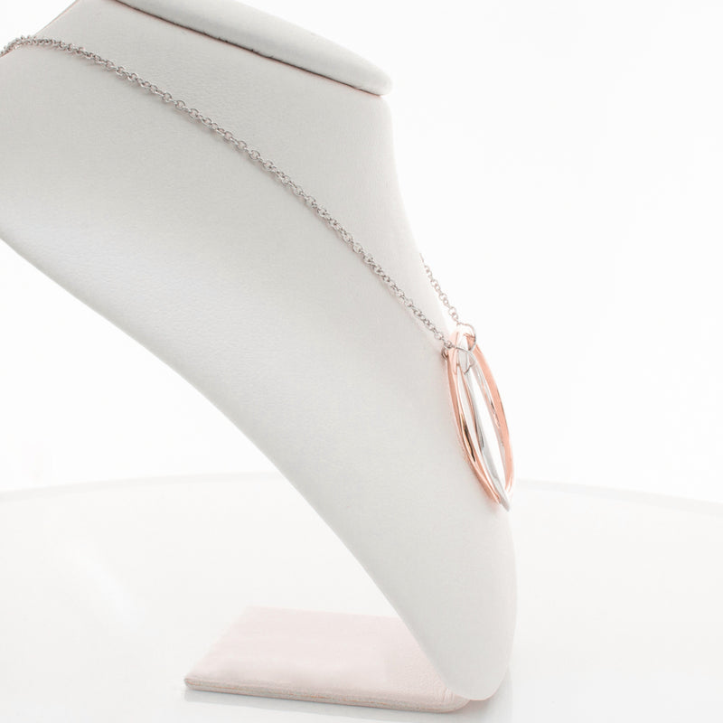 9ct Rose Gold & Sterling Silver Entwined Pendant-Necklace-Walker & Hall