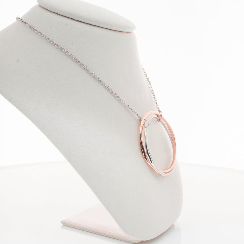 9ct Rose Gold & Sterling Silver Entwined Pendant-Necklace-Walker & Hall