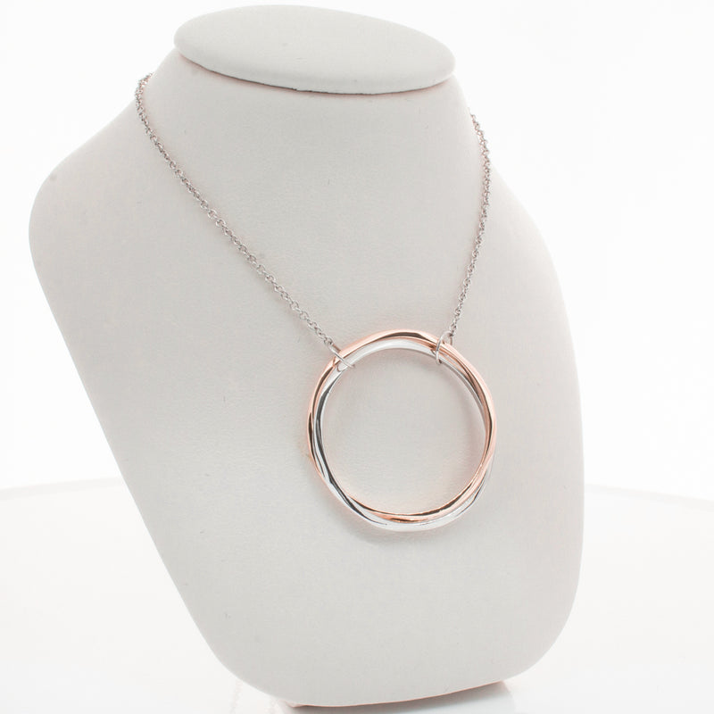 9ct Rose Gold & Sterling Silver Entwined Pendant-Necklace-Walker & Hall