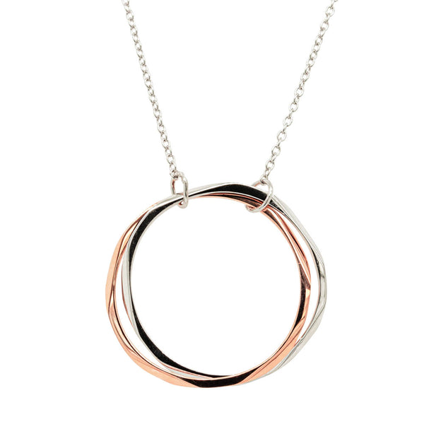 9ct Rose Gold & Sterling Silver Entwined Pendant - Walker & Hall