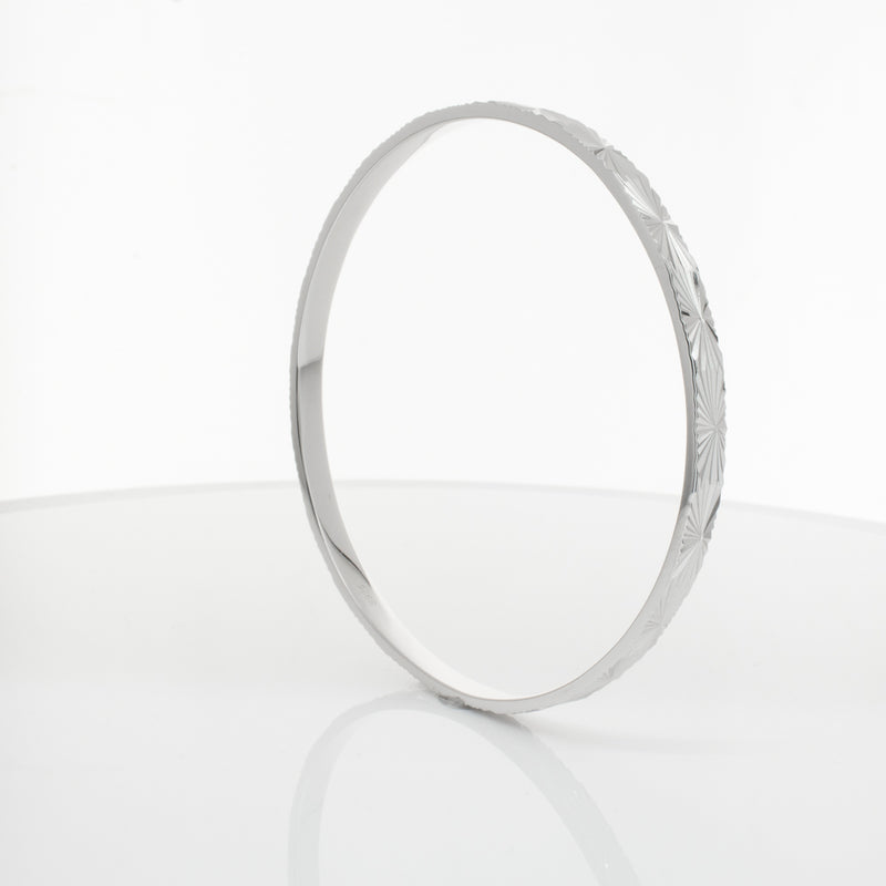 Sterling Silver Reflections Bangle-Bracelet-Walker & Hall