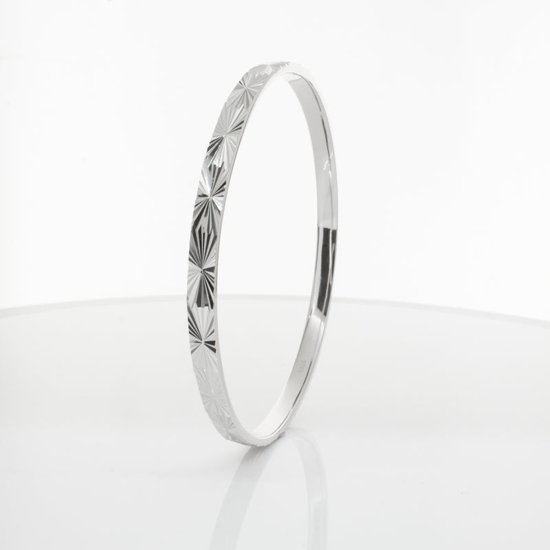 Sterling Silver Reflections Bangle-Bracelet-Walker & Hall