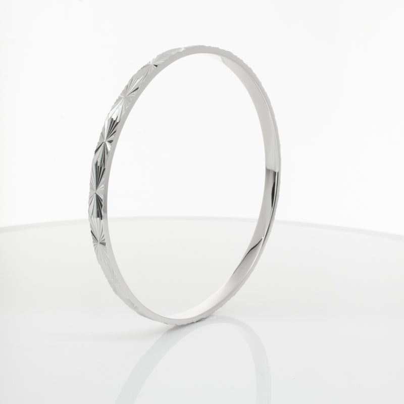Sterling Silver Reflections Bangle-Bracelet-Walker & Hall