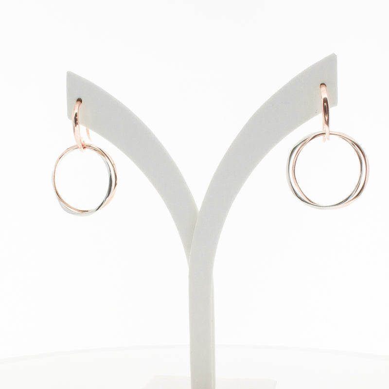 9ct Rose Gold & Sterling Silver Entwined Earrings-Earrings-Walker & Hall