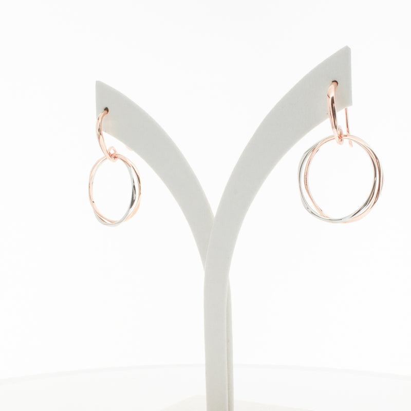 9ct Rose Gold & Sterling Silver Entwined Earrings-Earrings-Walker & Hall