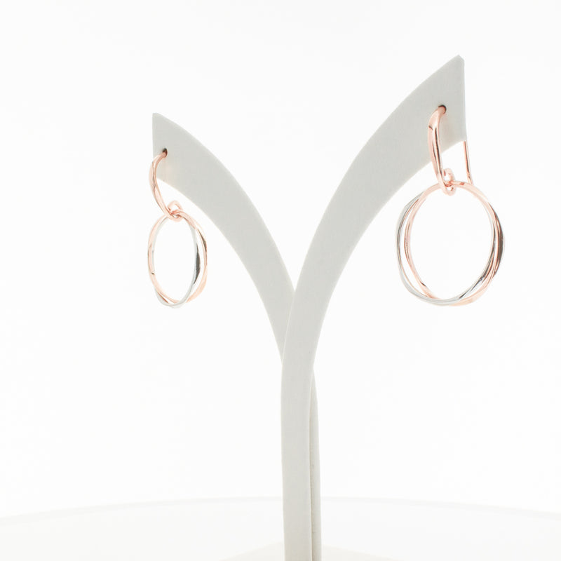 9ct Rose Gold & Sterling Silver Entwined Earrings-Earrings-Walker & Hall