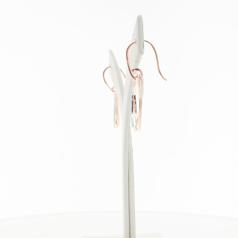 9ct Rose Gold & Sterling Silver Entwined Earrings-Earrings-Walker & Hall