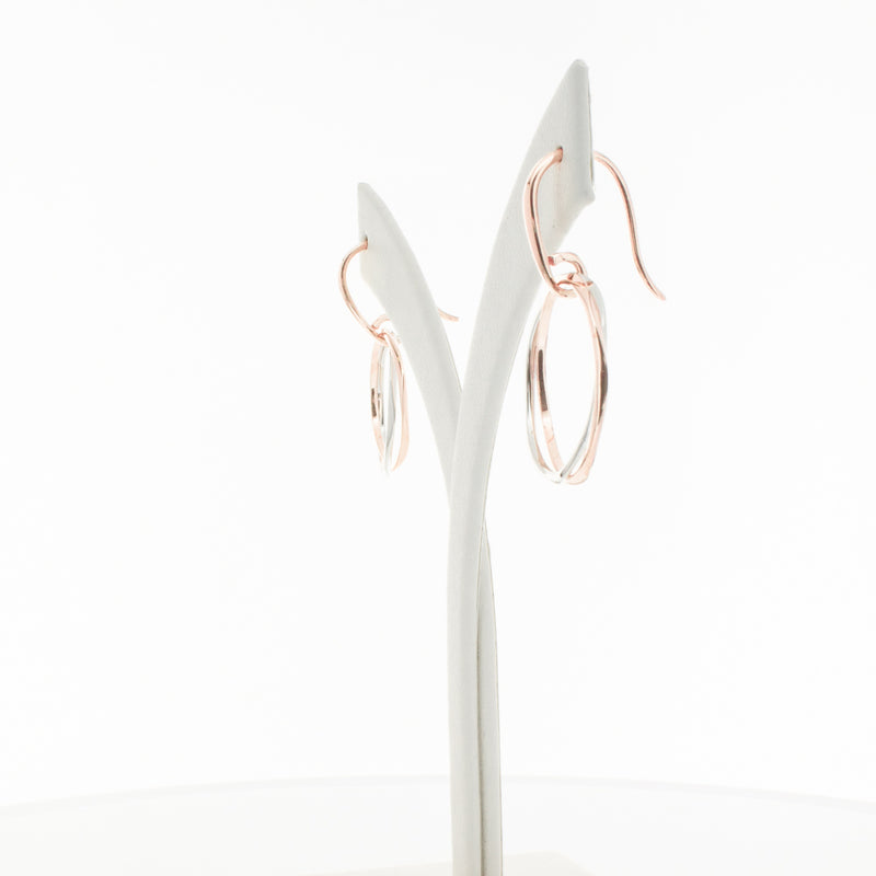 9ct Rose Gold & Sterling Silver Entwined Earrings-Earrings-Walker & Hall